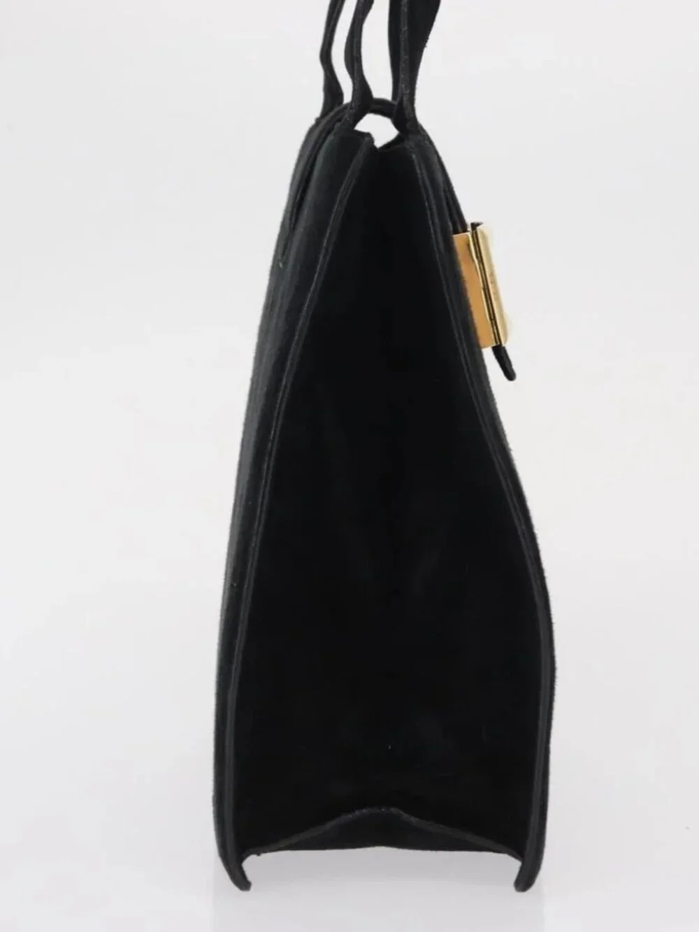 PRADA Hand Bag Suede Black Gold - Picture 4 of 16